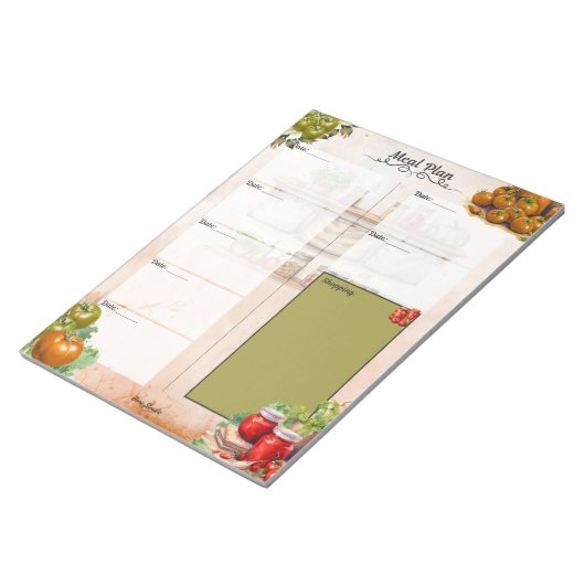 Tomato Paste Blank Meal Planner ノートパッド (アングル)