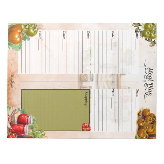 Tomato Paste Meal Planner ノートパッド (正面)