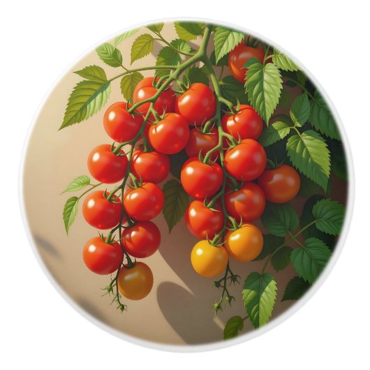 Tomato Plant Gardening Themed Summer Vibes セラミックノブ (正面)