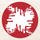 Tomato Red Abstract Heart Coaster – Customizable ラウンドペーパーコースター (正面)