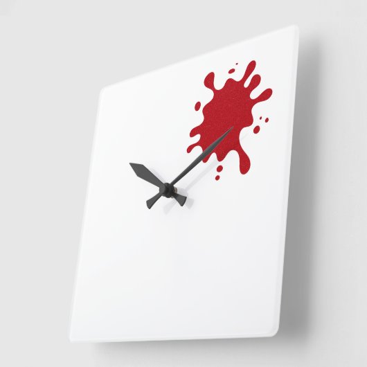 Tomato-Red Splash Modern Wall Clock – Customizable スクエア壁時計 (傾斜)