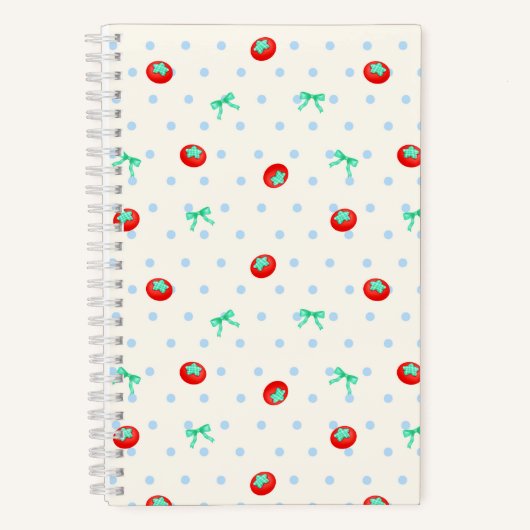Tomato Ribbon Dot Ivory ノートブック (正面)