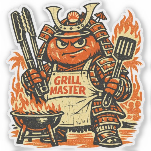 Tomato Tank BBQ Commander — Vintage Summer Grill  シール (正面)