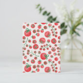 Tomato Watercolor Mediterranean Summer Pattern ポストカード (スタンド正面)