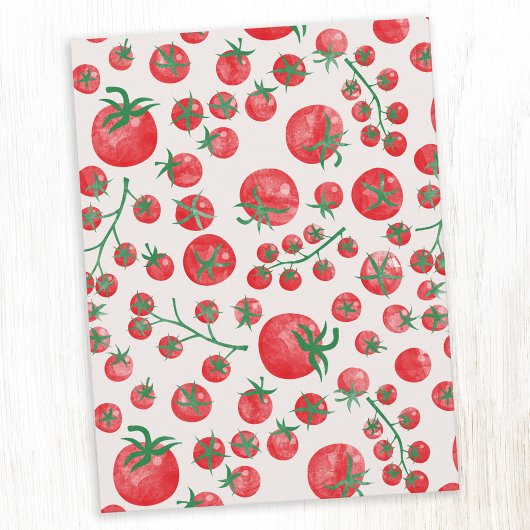 Tomato Watercolor Mediterranean Summer Pattern ポストカード