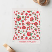 Tomato Watercolor Mediterranean Summer Personalize ノートカード (正面/裏面インサイチュ)