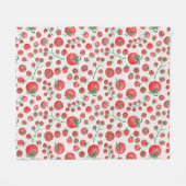 Tomato Watercolor Pattern フリースブランケット (正面(横))
