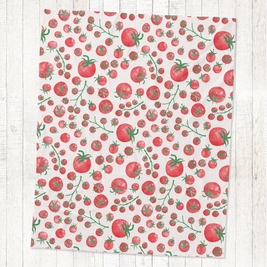 Tomato Watercolor Pattern フリースブランケット