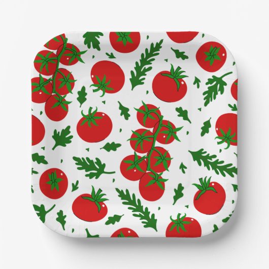 tomatoes arugula vegetables vegan vegetarian ペーパープレート (正面)
