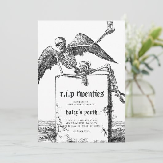 Tombstone RIP 20代30歳おもしろいの誕生日 招待状 (スタンド正面)