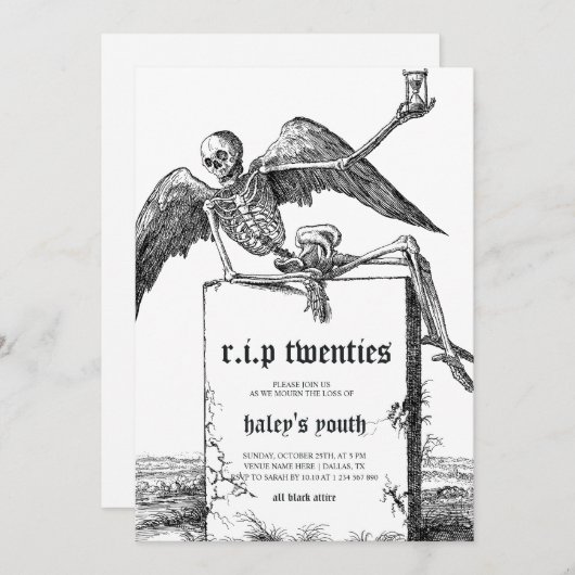 Tombstone RIP 20代30歳おもしろいの誕生日 招待状 (正面/裏面)