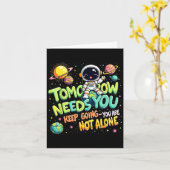 Tomorrow Needs You Motivational Space Astronaut Gr カード (黄色い花)