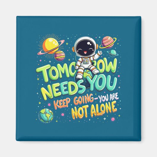 Tomorrow Needs You Motivational Space Astronaut Gr マグネット (正面)