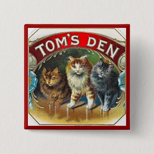 Tomsの洞穴のヴィンテージのシガーのラベル 缶バッジ (正面)