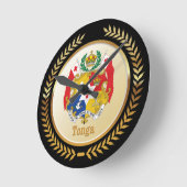 Tonga Coat Of Arms ラウンド壁時計 (傾斜)