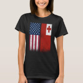 Tonga Tongan American Flags Proud USA Tonga Tシャツ (正面)