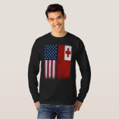 Tonga Tongan American Flags Proud USA Tonga Tシャツ (正面フル)