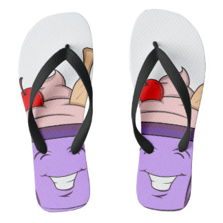 Tongs estivales avec motif glace kawaii et visage ビーチサンダル