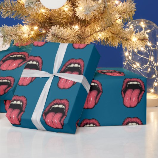 TONGUE LIPS FUNNY WRAPPING PAPER ラッピングペーパー (クリスマス)