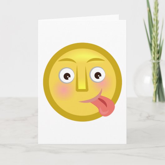 Tongue Out Emoji Funny Goofy Face カード (正面)