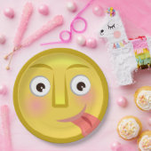 Tongue Out Emoji Funny Goofy Face ペーパープレート (パーティー)