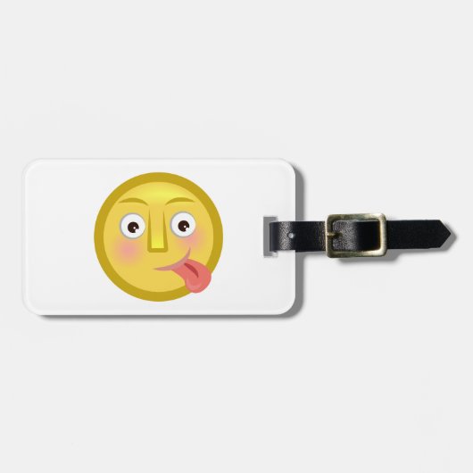 Tongue Out Emoji Funny Goofy Face ラゲッジタグ (正面横)