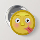 Tongue Out Emoji Funny Goofy Face 缶バッジ (正面&裏面)
