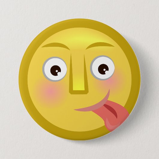 Tongue Out Emoji Funny Goofy Face 缶バッジ (正面)