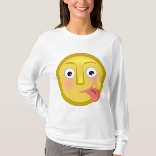 Tongue Out Emoji Funny Goofy Face Tシャツ (正面)