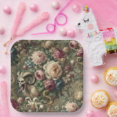 🩸 Tongue Whipped Blooms – Gothic Victorian ペーパープレート (パーティー)