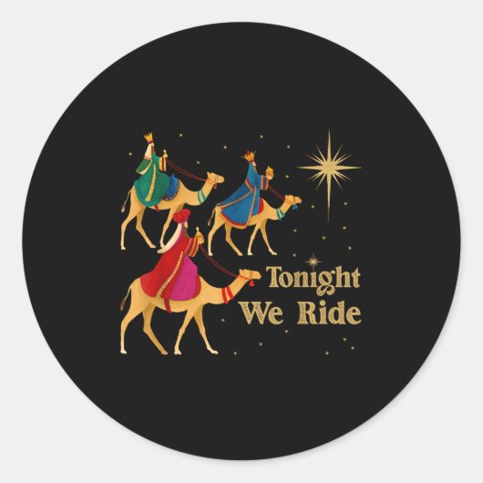 Tonight We Ride Christmas 3 Wise Men Christian Chr ラウンドシール (正面)