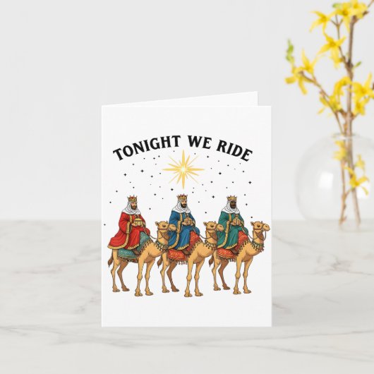 Tonight We Ride Christmas, 3 Wise Men Funny Christ カード (黄色い花)