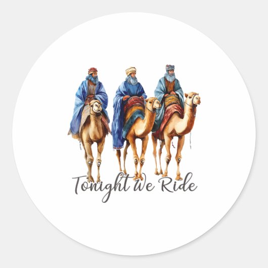 Tonight We Ride Christmas, 3 Wise Men Funny Christ ラウンドシール (正面)