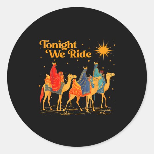 Tonight We Ride Three Wise Christmas Nativity Chri ラウンドシール (正面)