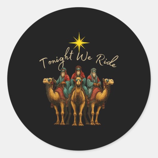Tonight We Ride Three Wise Men Christmas Nativity  ラウンドシール (正面)