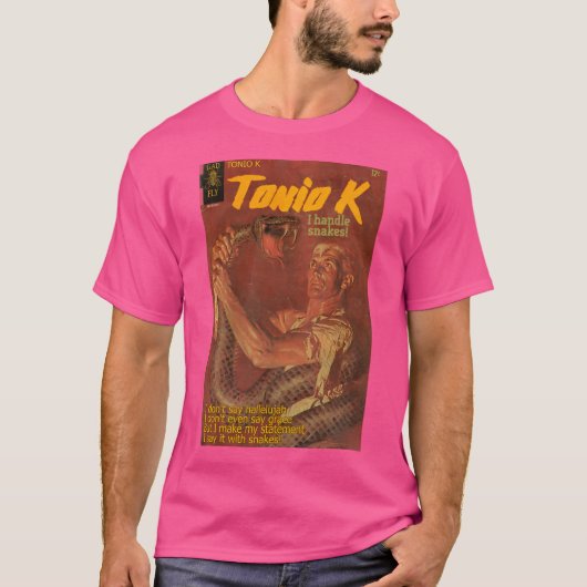 Tonio K Iはヘビを扱う Tシャツ (正面)