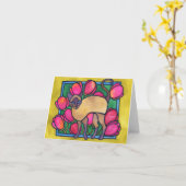 Tonkineseおよびチューリップ カード (黄色い花)