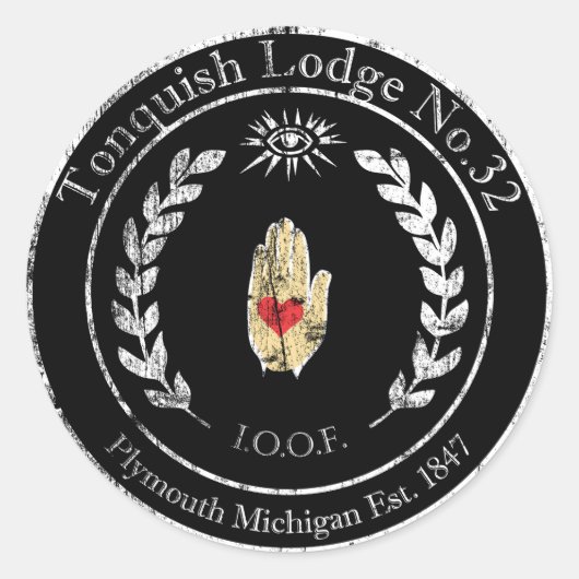 Tonquish IOOFステッカー – 黒 ラウンドシール (正面)