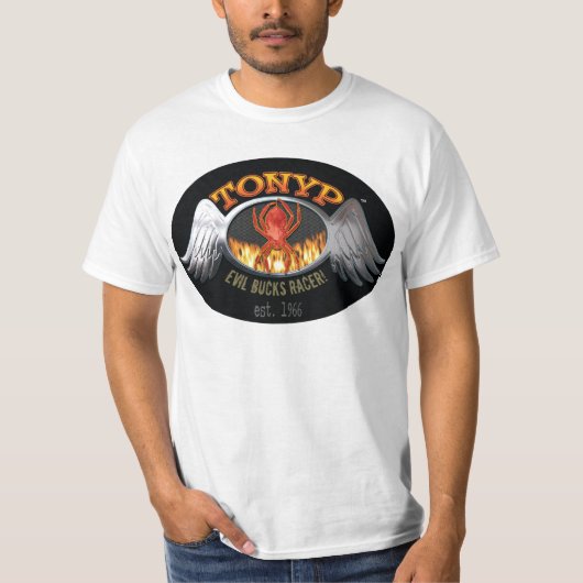 tonypの悪はレーサーのCheapoのワイシャツを強く反対します Tシャツ (正面)