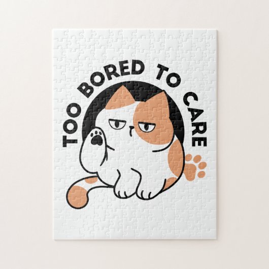 Too Bored to Care – Funny Grumpy Cat Quote ジグソーパズル (縦)