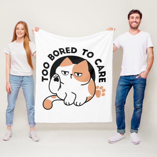 Too Bored to Care – Funny Grumpy Cat Quote フリースブランケット (インサイチュ)