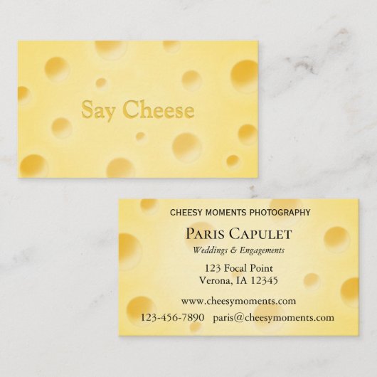 Too Cheesy Kidsフォトグラファー&パーティープランナー 名刺 (正面/裏面)