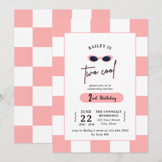 Too Cool 2nd Birthday Invitation 招待状 (正面/裏面)