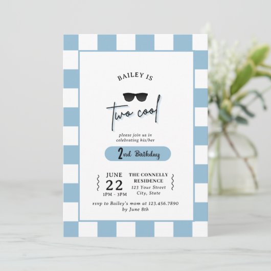 Too Cool 2nd Birthday Invitation 招待状 (スタンド正面)