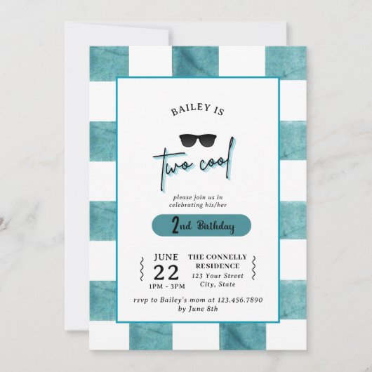 Too Cool 2nd Birthday Invitation 招待状 (正面)