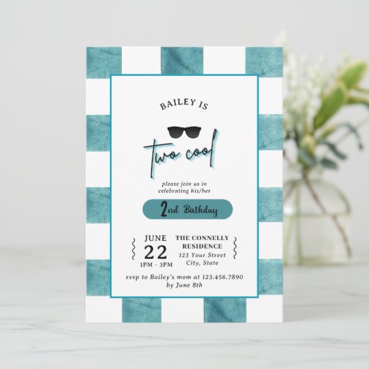 Too Cool 2nd Birthday Invitation 招待状 (スタンド正面)