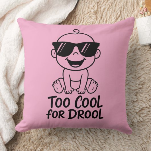 Too Cool for Drool Funny Baby Inspired Throw Pilow クッション (ブランケット)