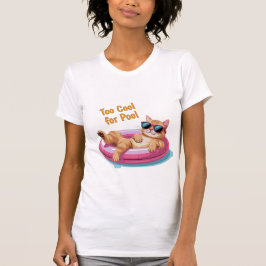 Too Cool for Pool – Funny Cat Floating on Pool  Tシャツ