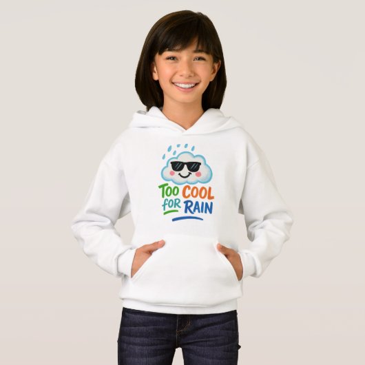 Too Cool for Rain Cute Cloud Kids' Pullover Hoodie (正面フル)