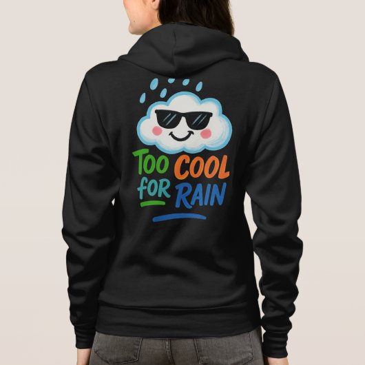Too Cool for Rain Fun Cloud Cartoon Zip-Up Hoodie パーカ (裏面)